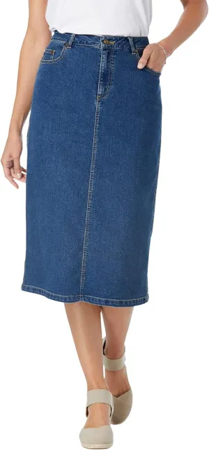 Woman Within Plus Size Stretch Denim Jean Skirt