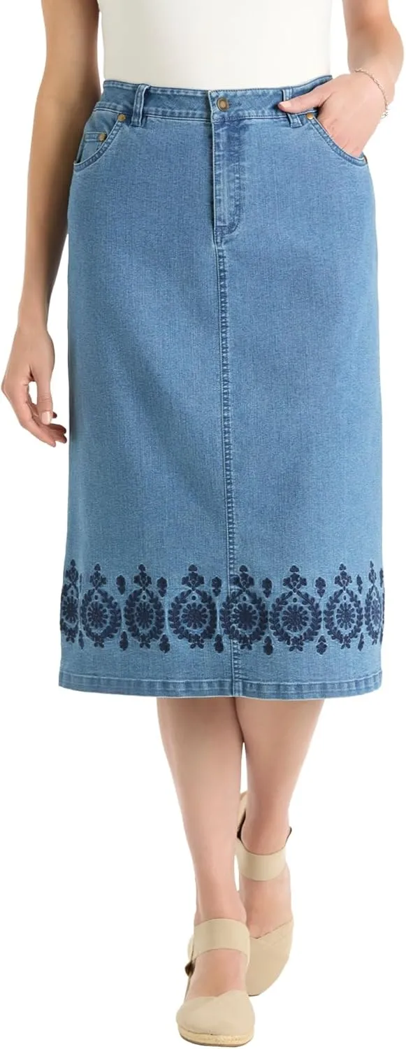 Woman Within Plus Size Stretch Denim Jean Skirt