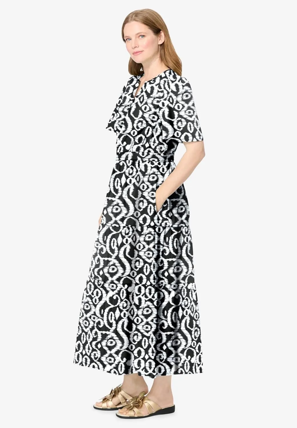 Woman Within Women's Plus Size Tiered Midi Dress