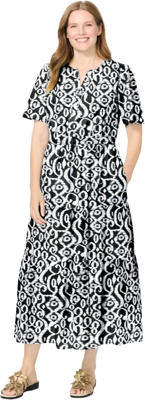 Woman Within Women's Plus Size Tiered Midi Dress