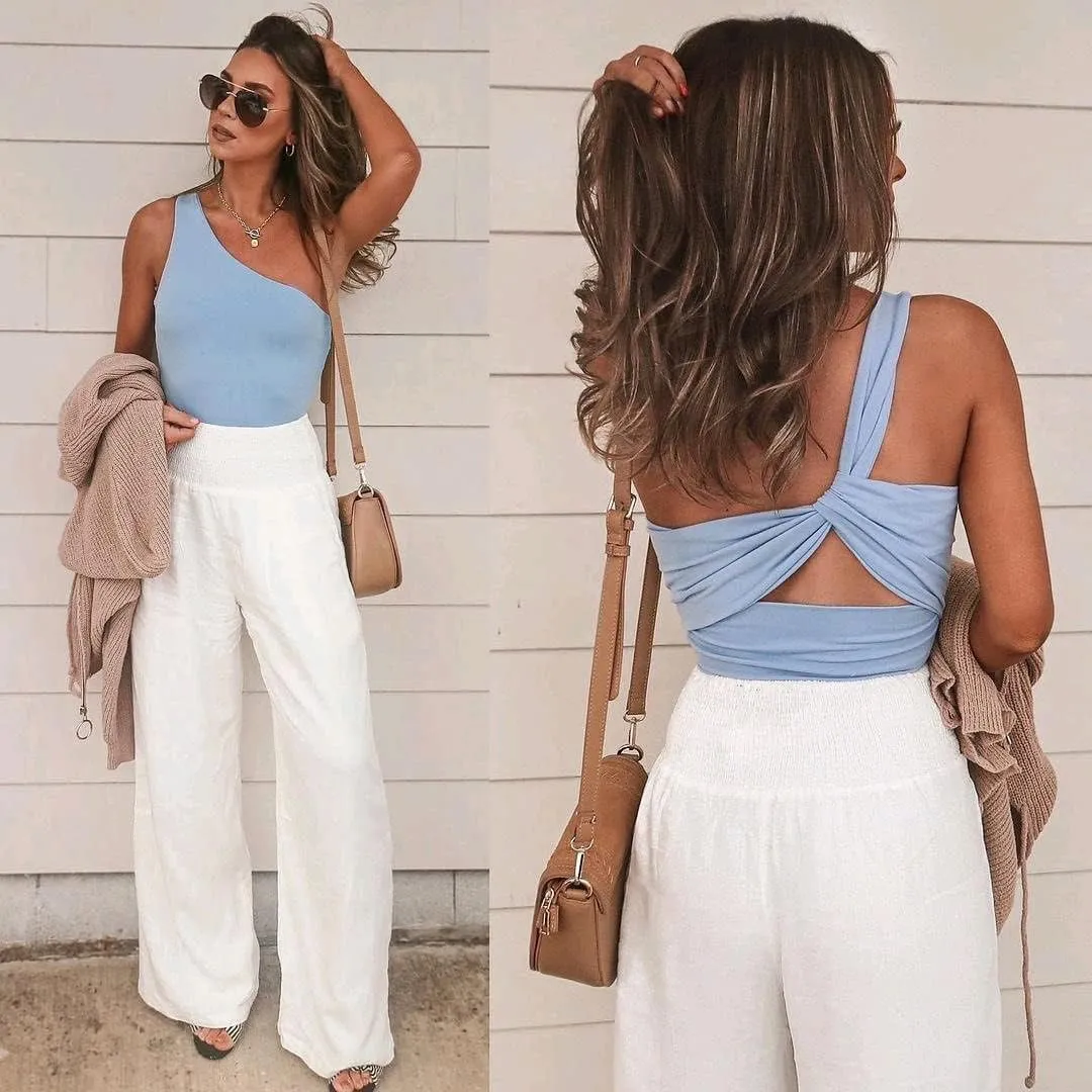 Women Casual Wide Leg Pants Lotus and Luna Pants Elastic High Waist Wide Leg Yoga Trousers with Pockets