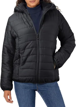 Women Down Jacket Lightweight Padded Quilted Jackets Fall Full Zip Cotton Coats Casual Warm Insulated Hooded Outwear