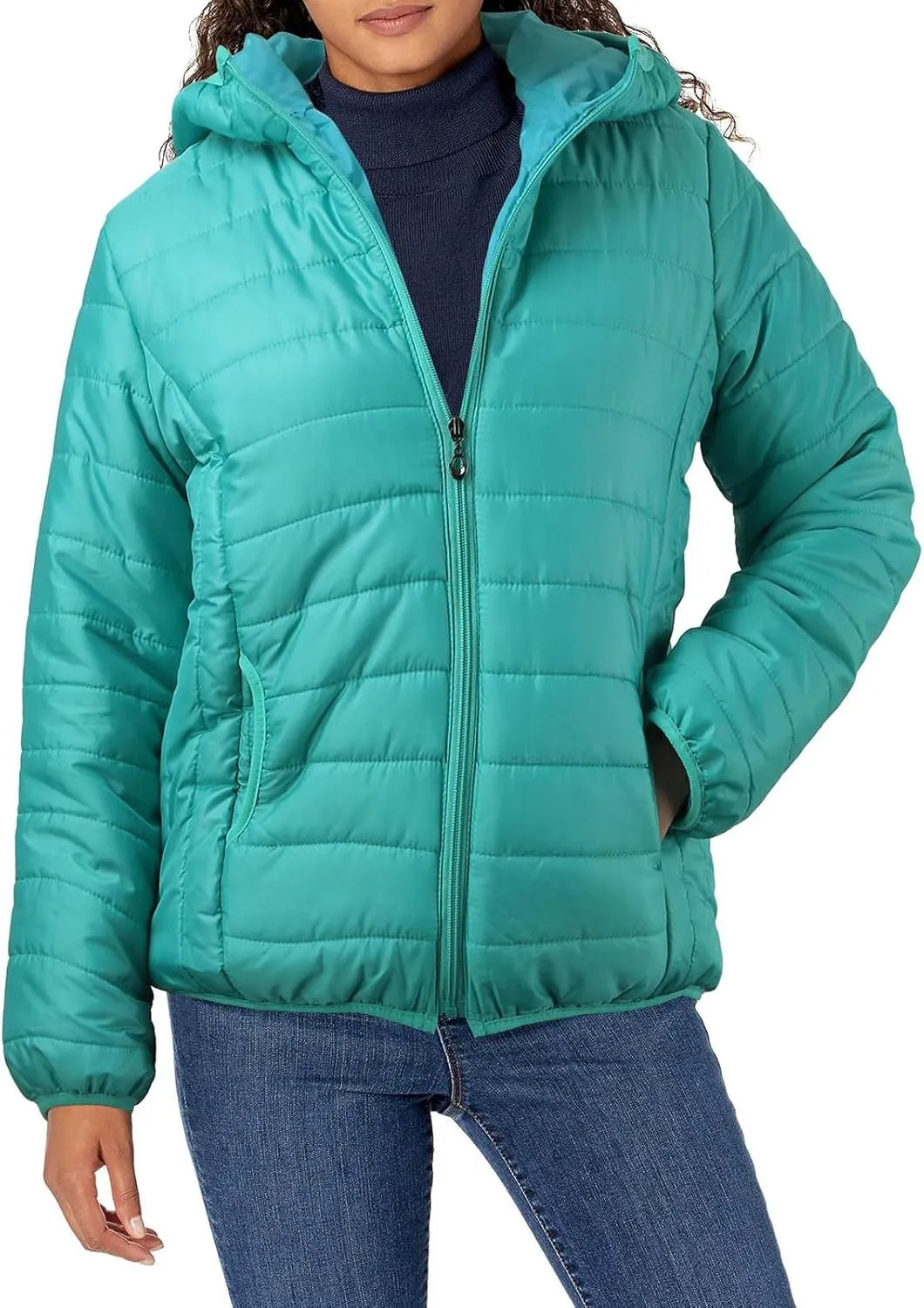 Women Down Jacket Lightweight Padded Quilted Jackets Fall Full Zip Cotton Coats Casual Warm Insulated Hooded Outwear