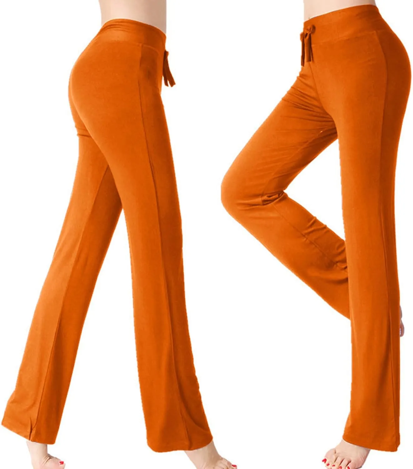 Women High Waist Yoga Trousers Solid Color Wide Leg Drawstring Casual Leggings Trendy Going Out Workout Yoga Pants