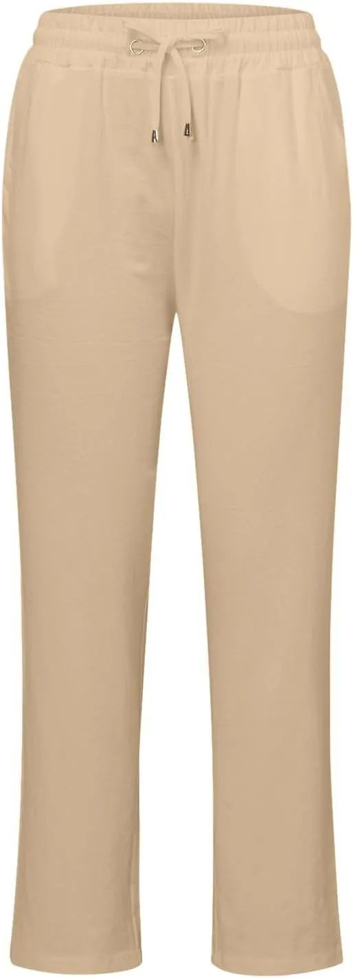 Women Linen Pants Casual Slim High Elastic Waist Color Sports and Linen Pants Summer Outfits for Women