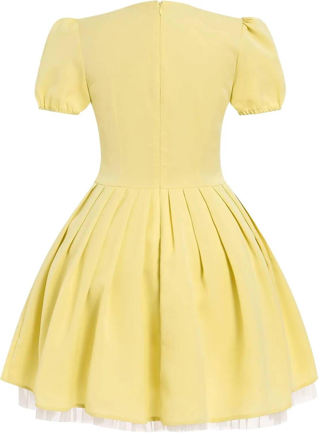 Women Summer Boho Dress V Neck Short Puff Sleeve Pleated Mini Dress Y2k Vintage Floral Ruffle A-line Sundress