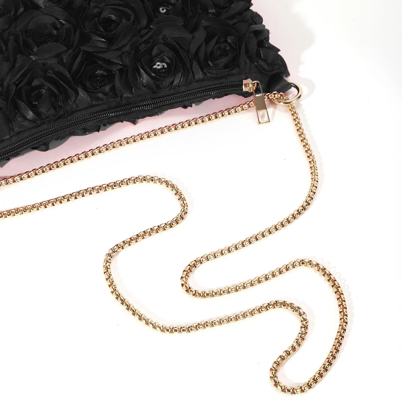 Women's 3D Flower Evening Bags Clutch Purse Floral Tote Bag Chain Crossbody Shoulder Handbags