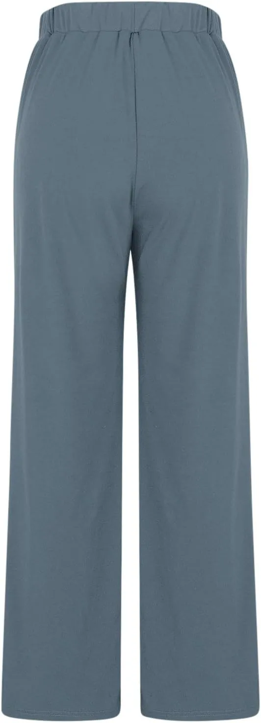 Womens Casual Cropped Pants 2024 Fashion Elastic Waist Wide Leg Crop Pants Summer Loose Beach Yoga Pants with Pockets