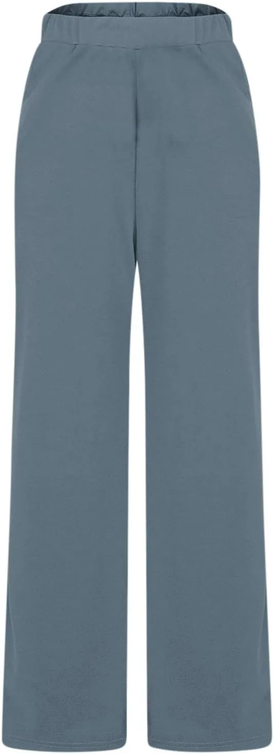 Womens Casual Cropped Pants 2024 Fashion Elastic Waist Wide Leg Crop Pants Summer Loose Beach Yoga Pants with Pockets