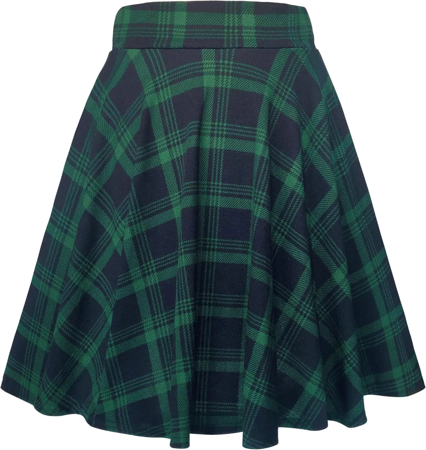 Women's Casual Stretchy Flared Mini Skater Skirt Basic A-Line Pleated Midi Skirt