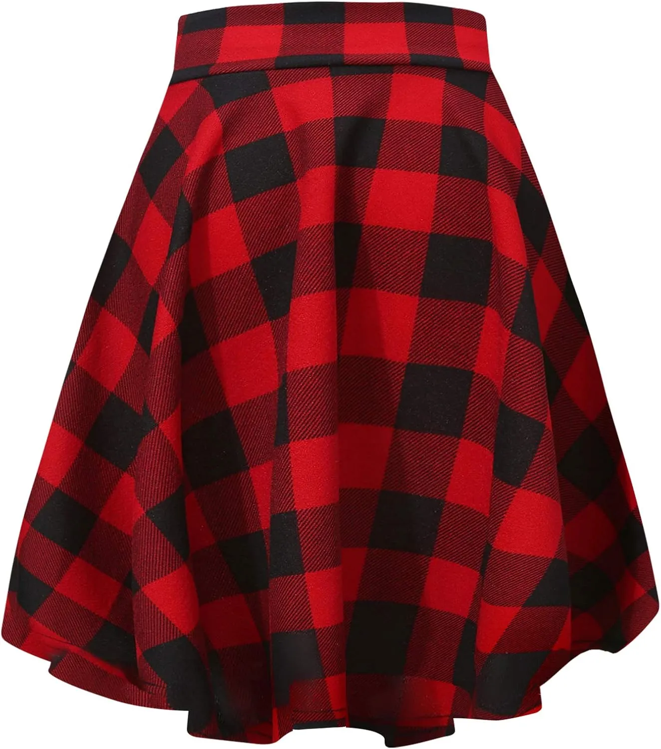 Women's Casual Stretchy Flared Mini Skater Skirt Basic A-Line Pleated Midi Skirt