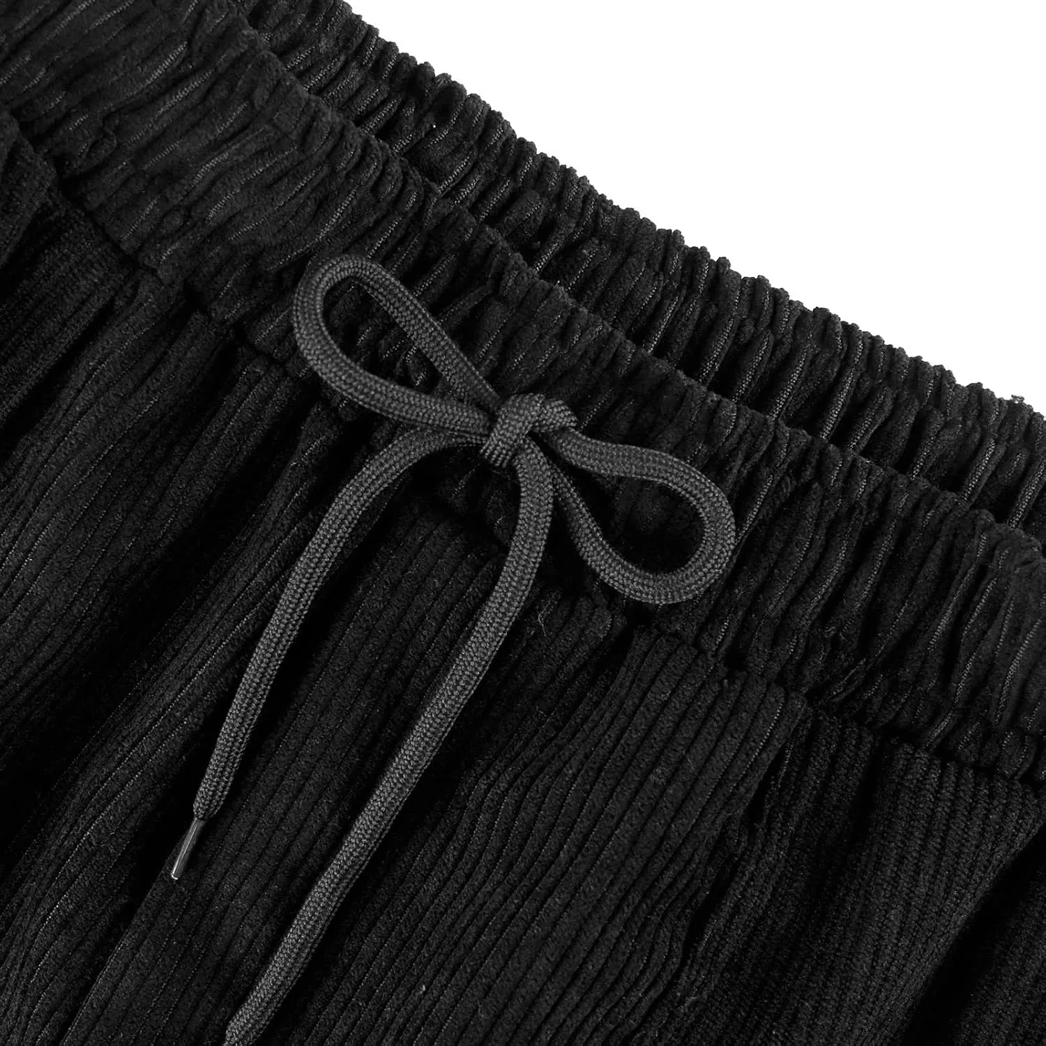 Womens Corduroy Pants Elastic High Waist Straight Leg Pants Casual Comfy Lightweight Cotton Baggy Trousers w/Pockets