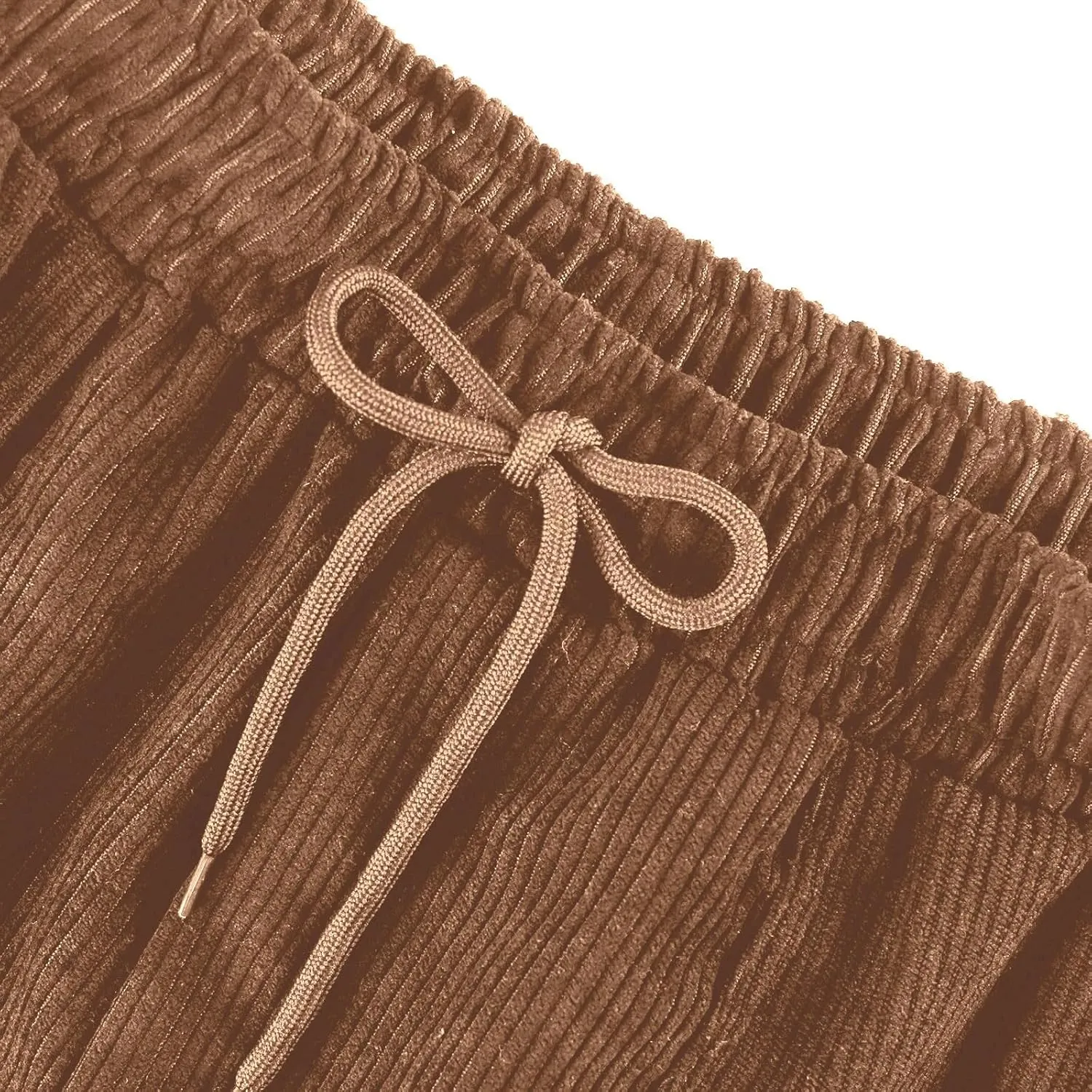 Womens Corduroy Pants Elastic High Waist Straight Leg Pants Casual Comfy Lightweight Cotton Baggy Trousers w/Pockets