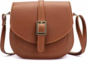 Womens Crossbody Bag Ladies Shoulder Saddle Bag Small Satchel Bag Waterproof PU Leather Messenger Bag for Travel Evening Party Wedding Brown
