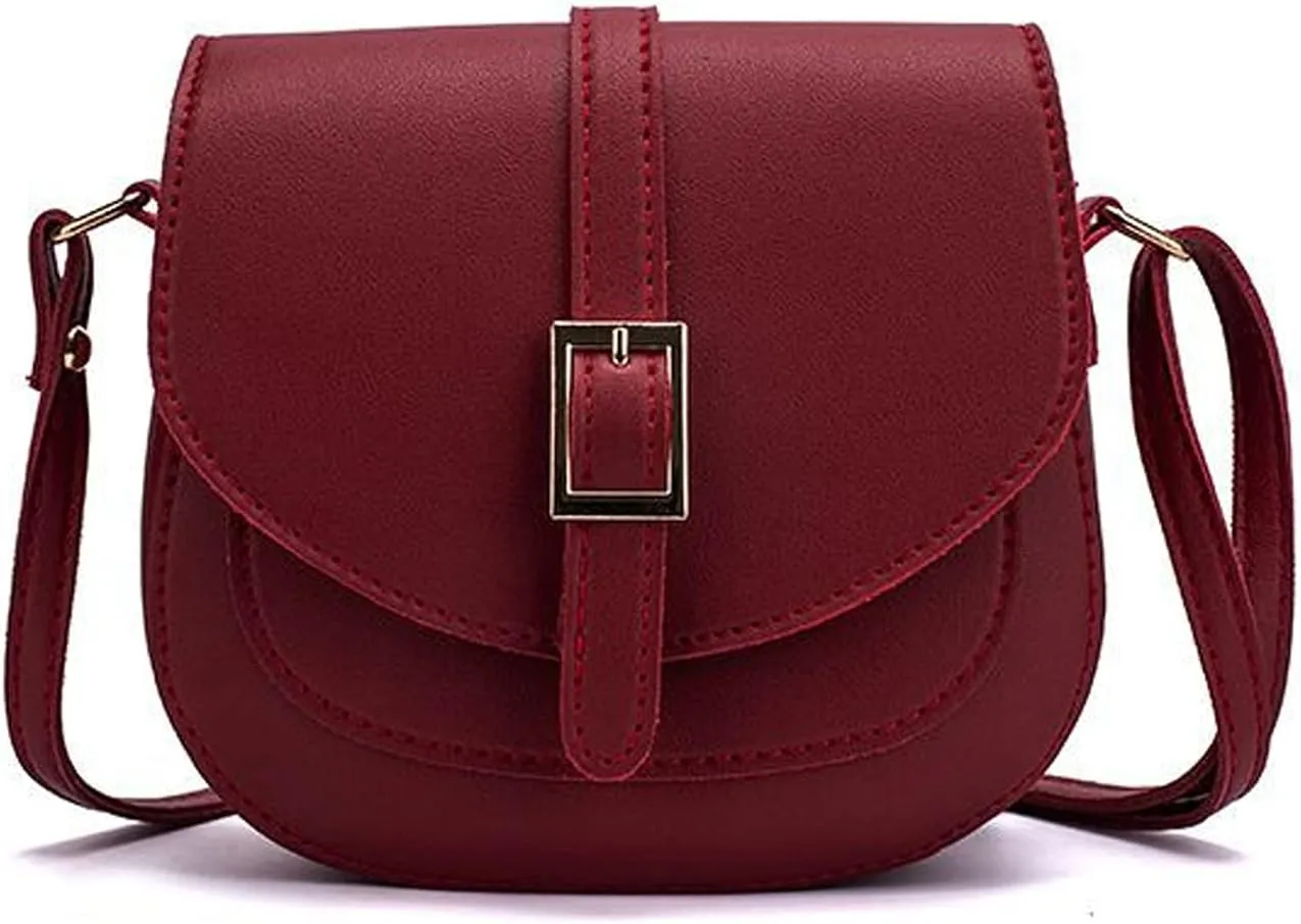 Womens Crossbody Bag Ladies Shoulder Saddle Bag Small Satchel Bag Waterproof PU Leather Messenger Bag for Travel Evening Party Wedding Red