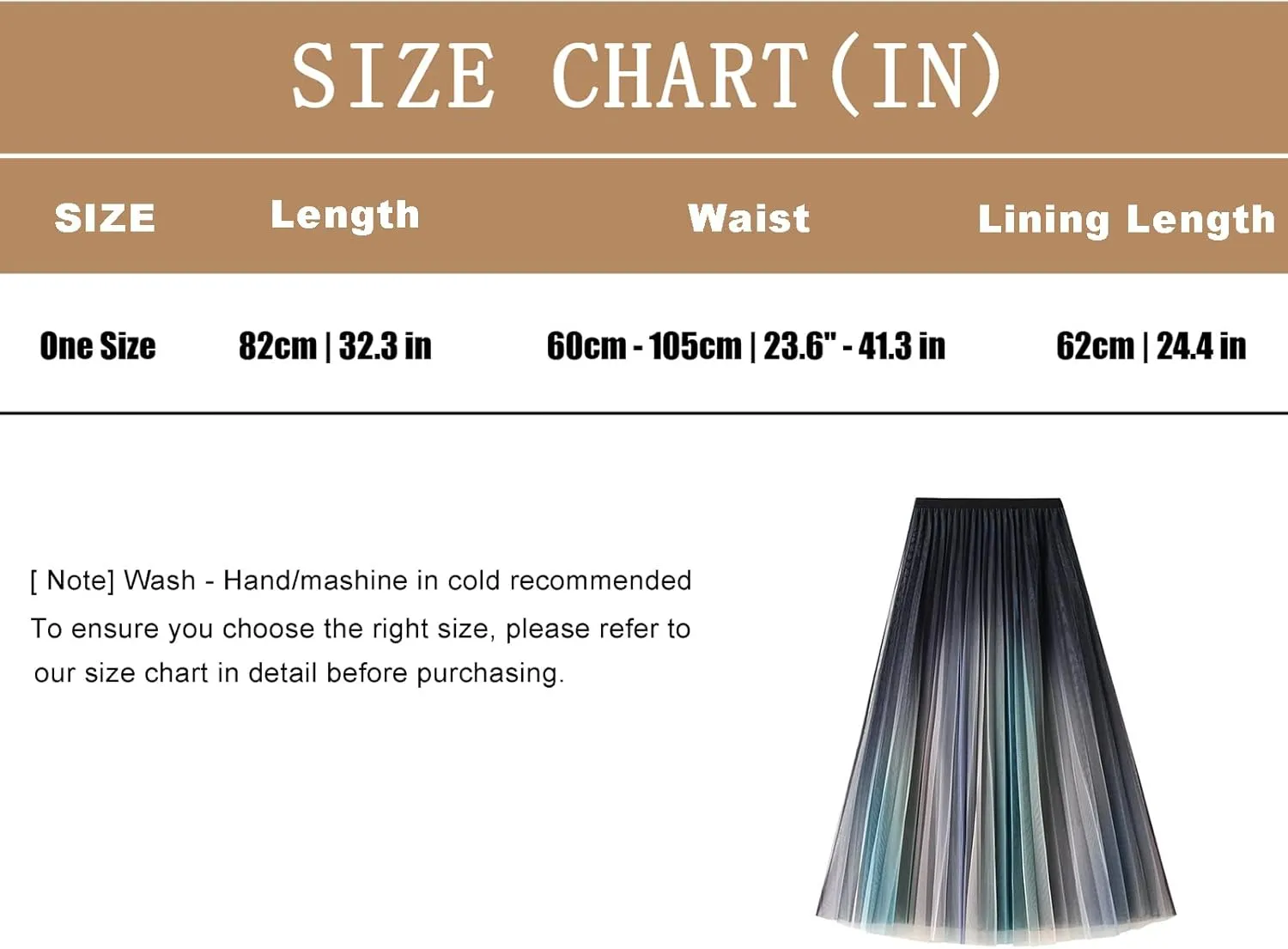 Womens Gradient Tulle Midi Skirt High Waist Pleated A-line Skirt with Lining for Summer Party Weddings Casual Outings