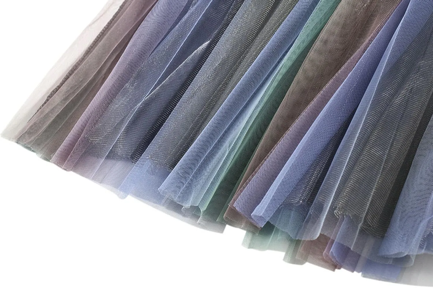 Womens Gradient Tulle Midi Skirt High Waist Pleated A-line Skirt with Lining for Summer Party Weddings Casual Outings