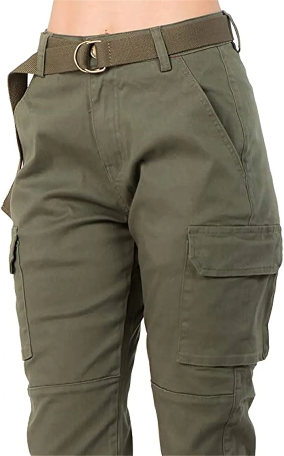 Women's High Waist Cargo Camouflage Pants for with Matching Belt Combat Military Trousers Tapered Pants with Pockets