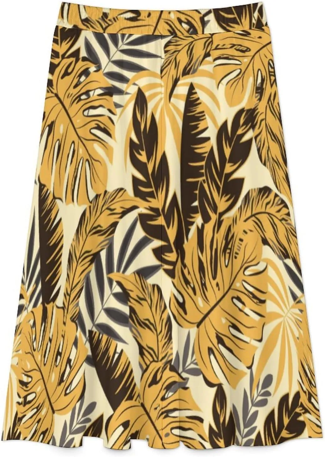 Womens High Waisted A-Line Rabbit Pleated Midi-Long Skirt