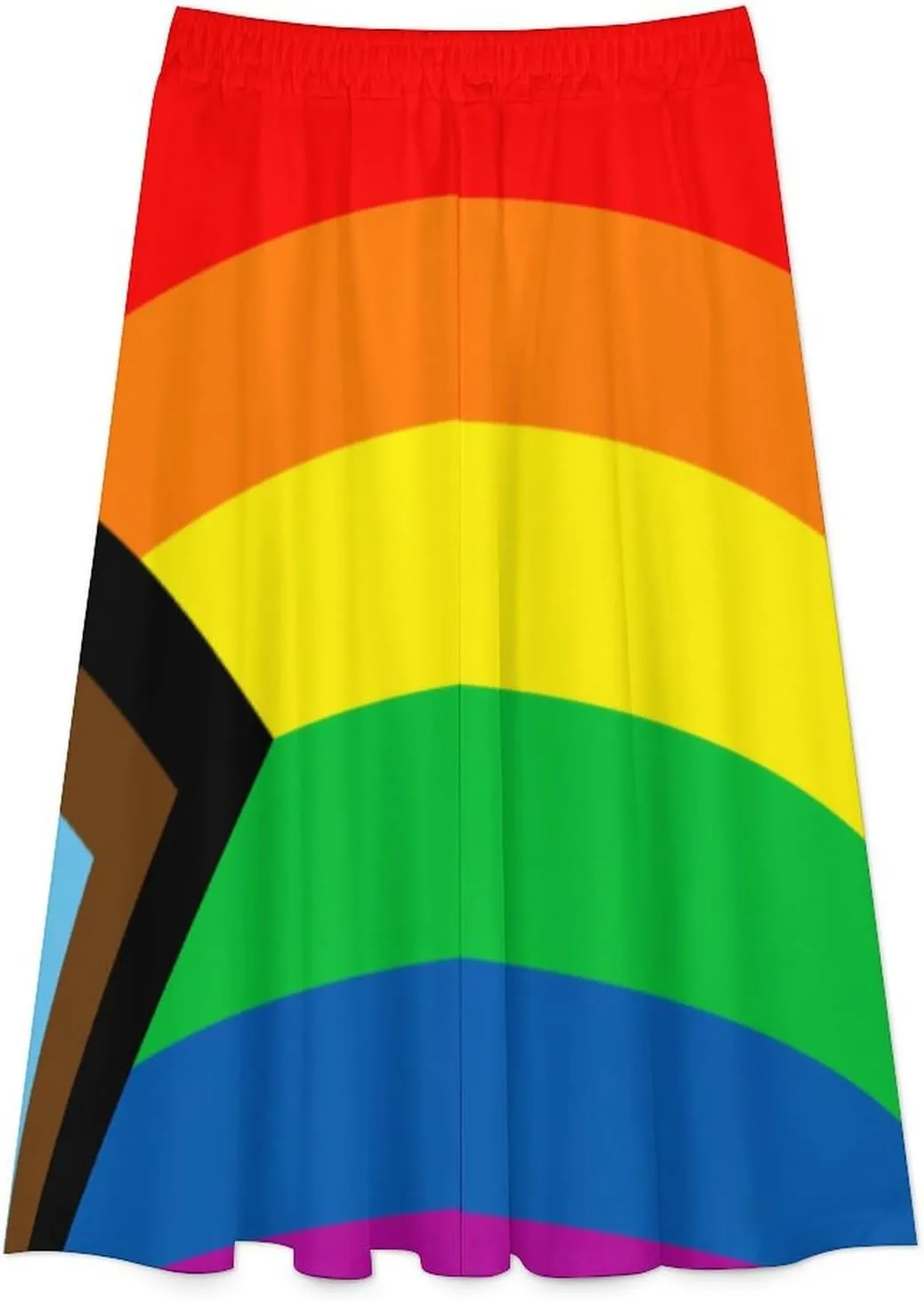 Womens High Waisted A-Line Rabbit Pleated Midi-Long Skirt