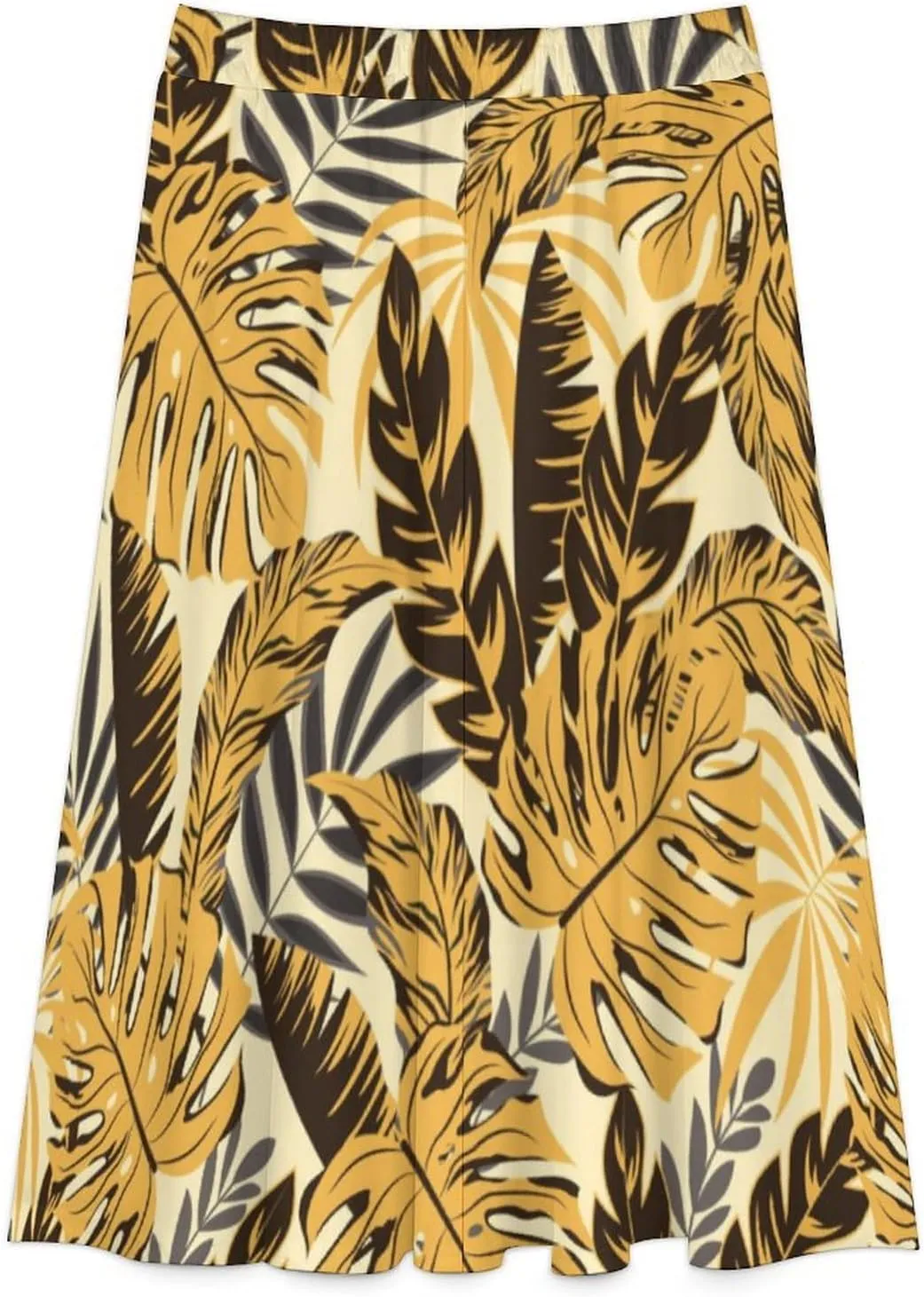 Womens High Waisted A-Line Rabbit Pleated Midi-Long Skirt