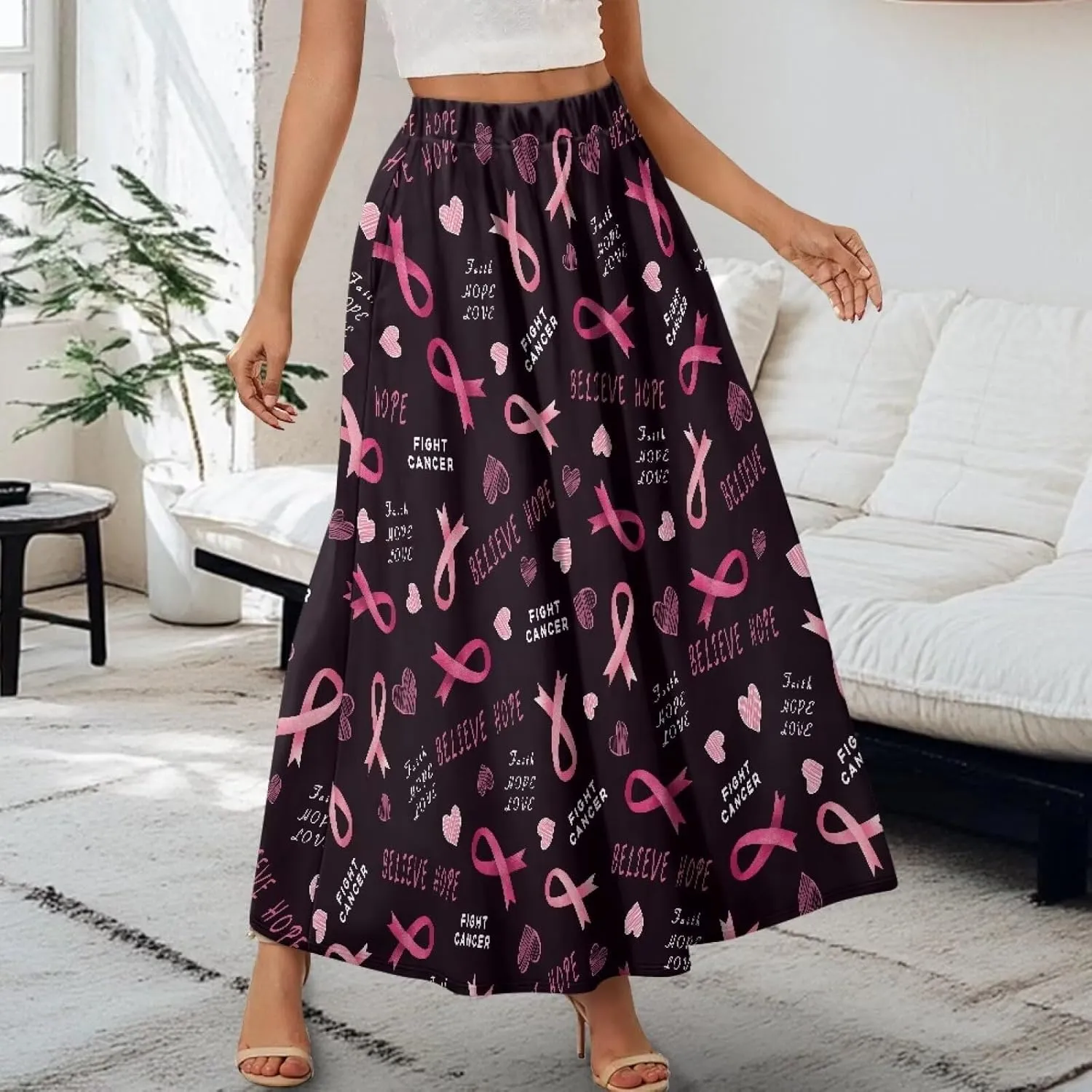 Women's Maxi Skirt Summer Pleated High Waisted Casual Long Skirts with Pockets S M L XL 2XL