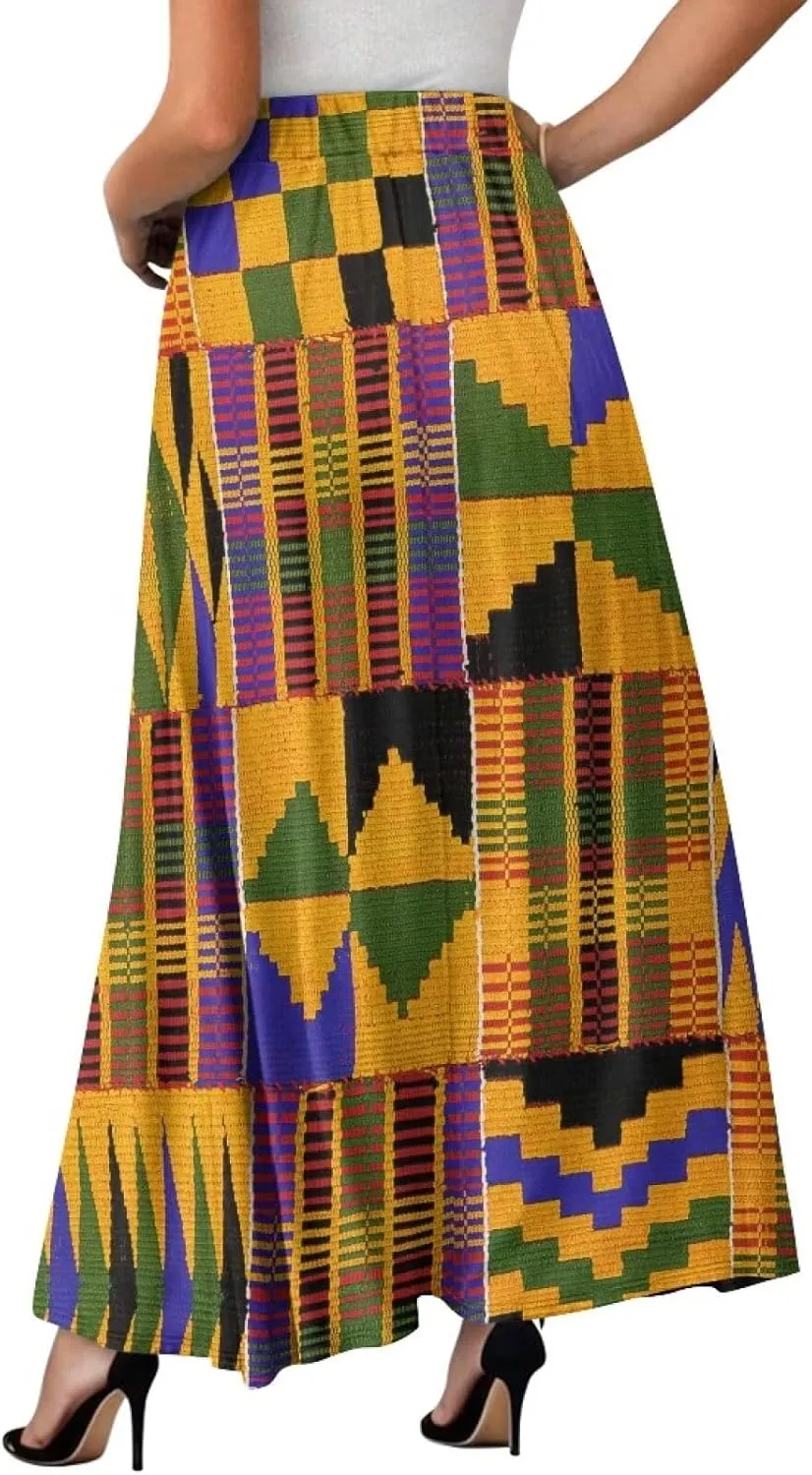 Women's Midi Skirt Elastic Pleated Long Skirts for Women Trendy with Pocket s-2xl