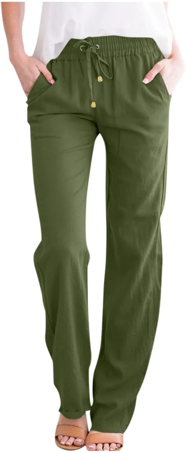 Women's Pants, High Waisted Wide Leg Summer Straight Pants Sweatpants Casual Lightweight