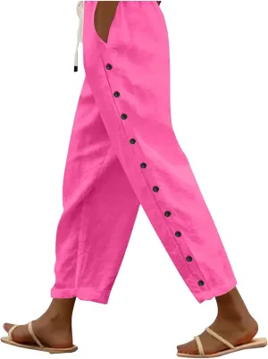 Women's Pants, Peasant Pants Straight Leg Linen Casual Lounge Cotton Loose Women
