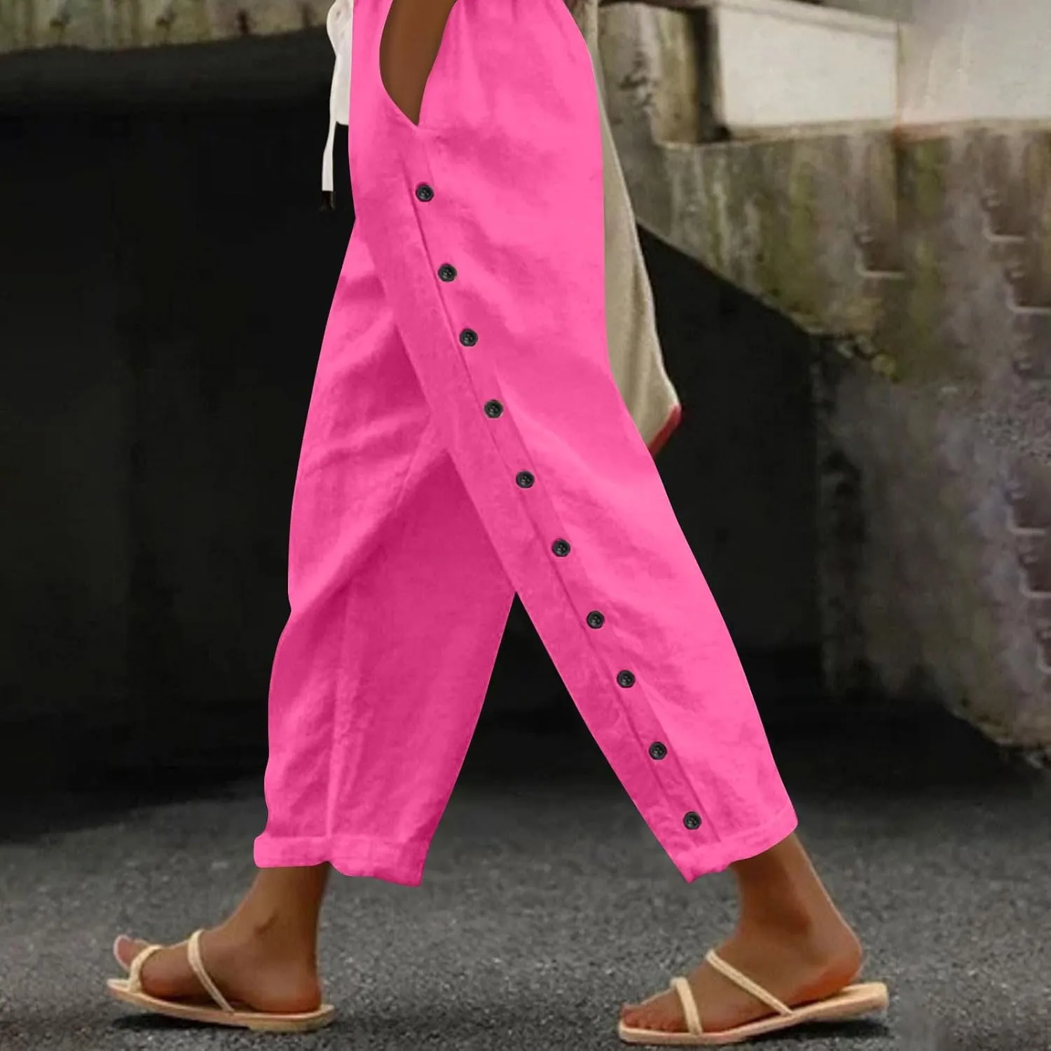 Women's Pants, Peasant Pants Straight Leg Linen Casual Lounge Cotton Loose Women