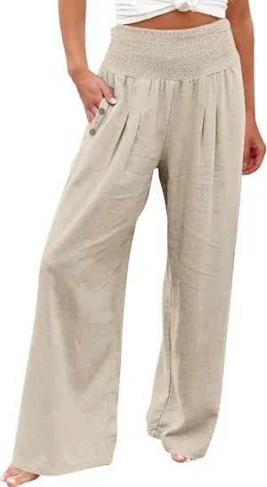Women's Pants, Straight Leg High Waisted Wide Pants Summer Lightweight Sweatpants Baggy