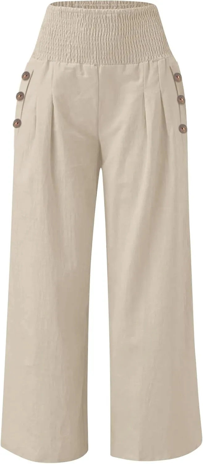 Women's Pants, Straight Leg High Waisted Wide Pants Summer Lightweight Sweatpants Baggy
