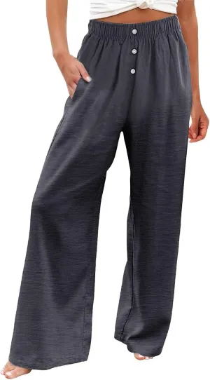Women's Pants, Straight Leg High Waisted Wide Pants Summer Lightweight Sweatpants Baggy