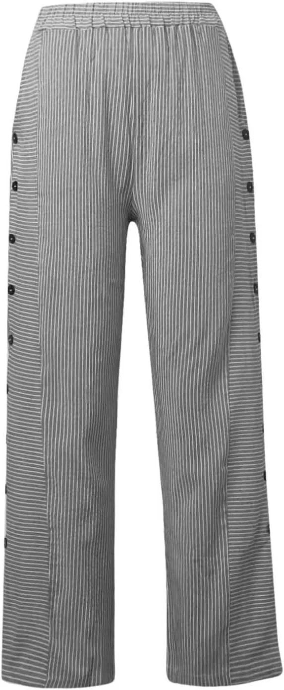 Womens Pants, Straight Leg Peasant Pants 2025 Casual Linen Stripe Wide Cotton