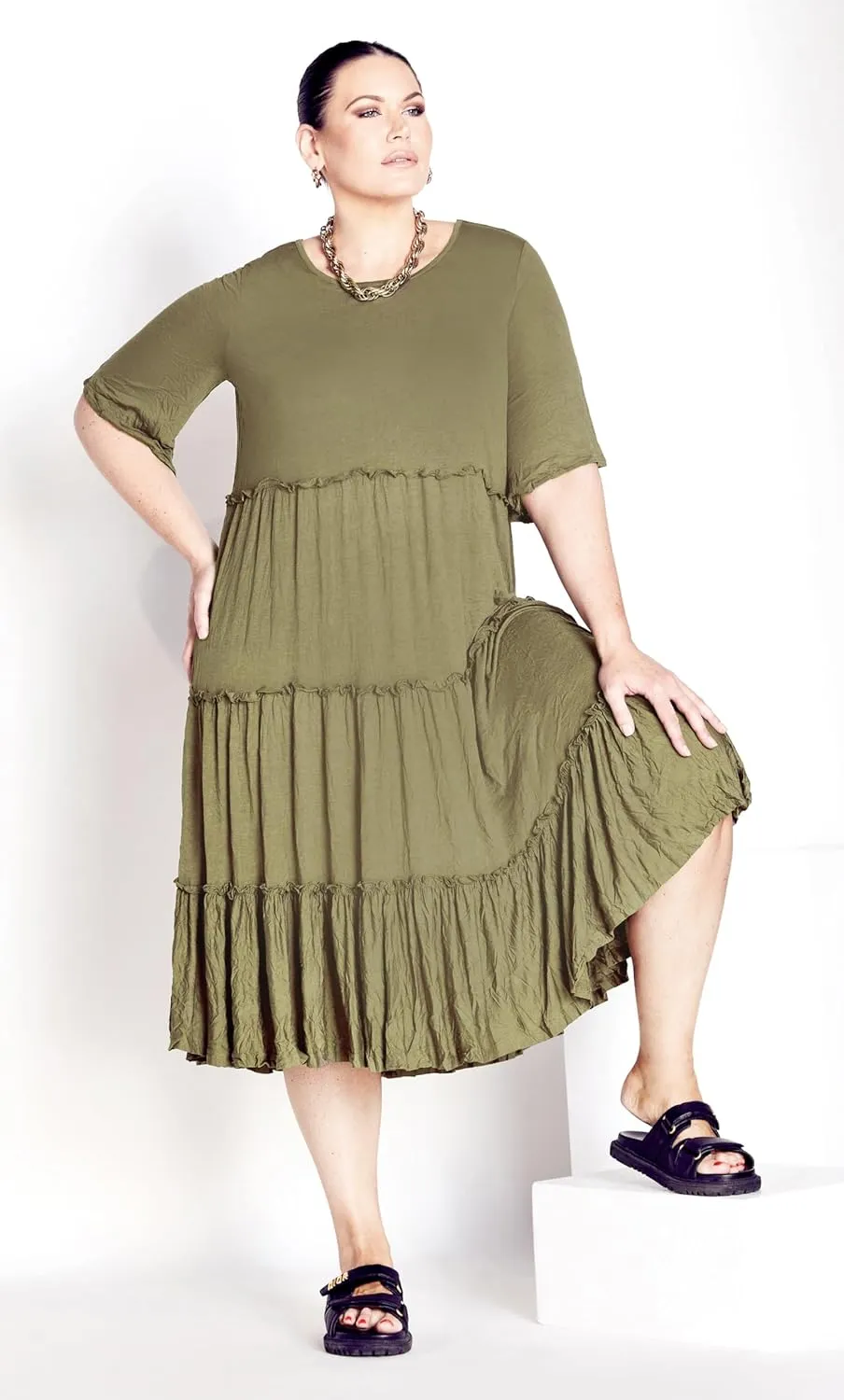 Women's Plus Size Dress-Midi Crush