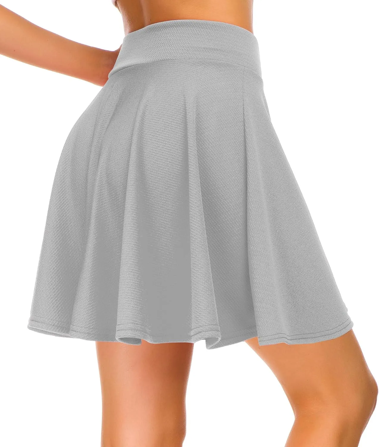 Women's Stretchy Waist Pleated Mini Skater Skirt Casual Flared Outfit Skirts for Women
