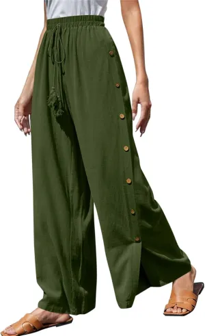Womens Tear Away Basketball Pants High Split Snap Button Casual Post-Surgery Workout Running Athletic Lounge Yoga Sweatpants