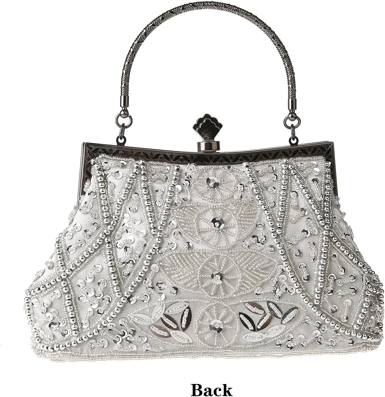 Womens Vintage Floral Beaded Rhinestone Embroidery Clutch Sequin Crossbody Bag Evening Handbag for Bridal Wedding Party Prom
