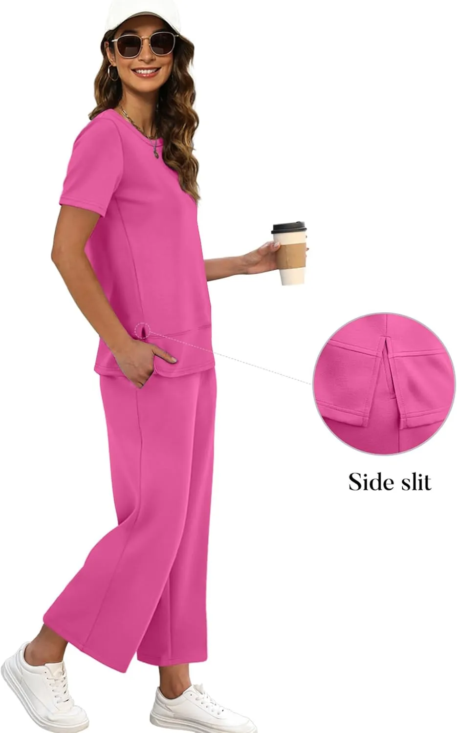 XIEERDUO Women's 2 Piece Lounge Set Fashion Travel Outfits Vacation Tracksuit Comfy Wide Leg Airport Loungewear S-3XL