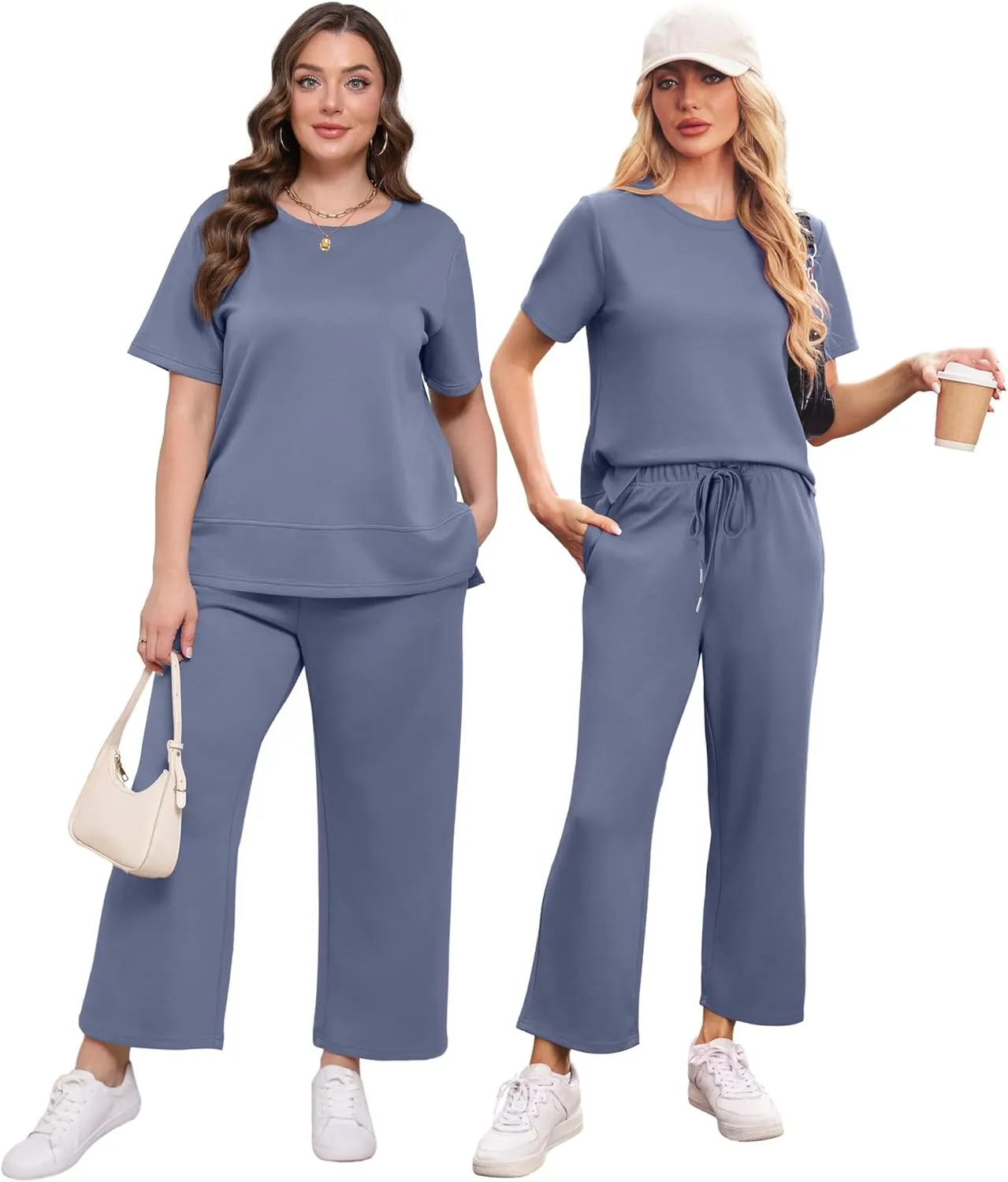 XIEERDUO Women's 2 Piece Lounge Set Fashion Travel Outfits Vacation Tracksuit Comfy Wide Leg Airport Loungewear S-3XL