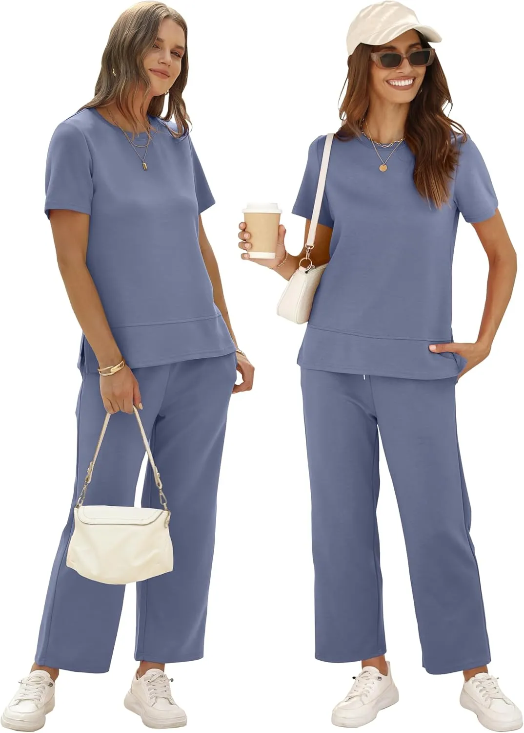 XIEERDUO Women's 2 Piece Lounge Set Fashion Travel Outfits Vacation Tracksuit Comfy Wide Leg Airport Loungewear S-3XL