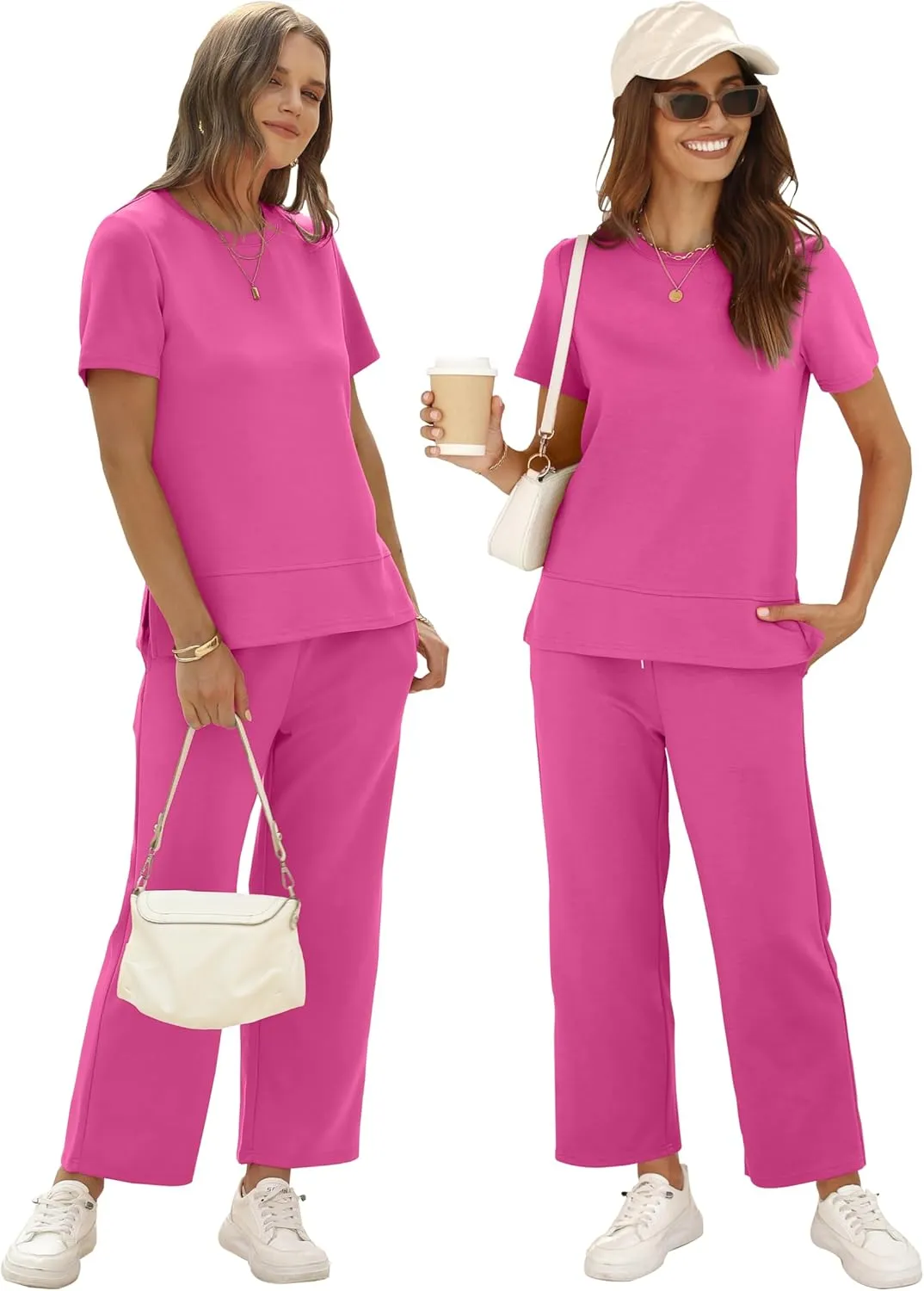 XIEERDUO Women's 2 Piece Lounge Set Fashion Travel Outfits Vacation Tracksuit Comfy Wide Leg Airport Loungewear S-3XL