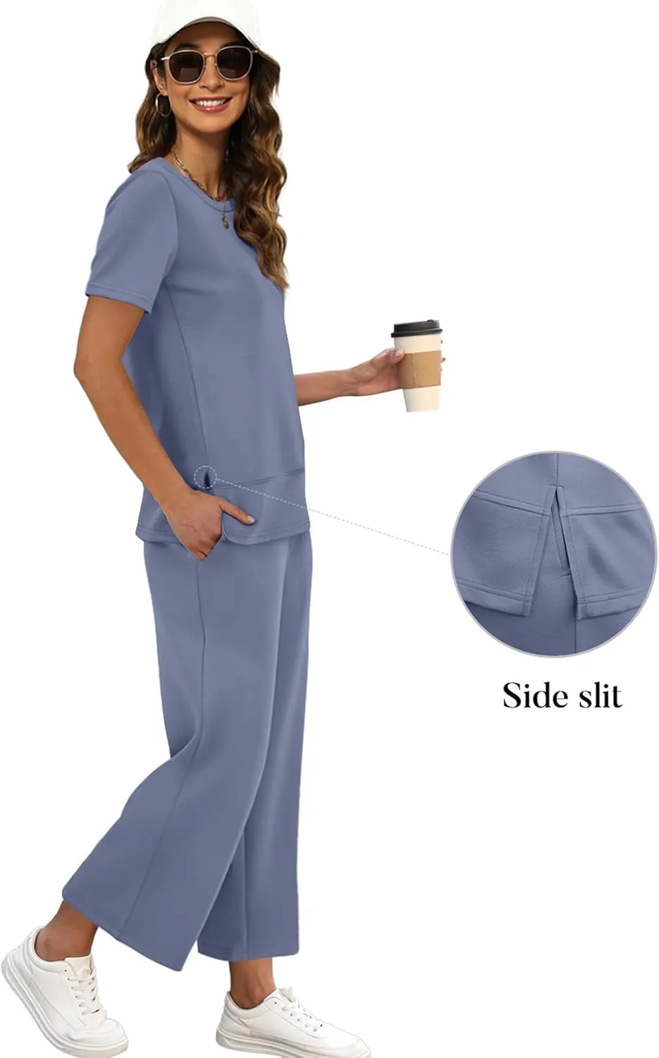 XIEERDUO Women's 2 Piece Lounge Set Fashion Travel Outfits Vacation Tracksuit Comfy Wide Leg Airport Loungewear S-3XL