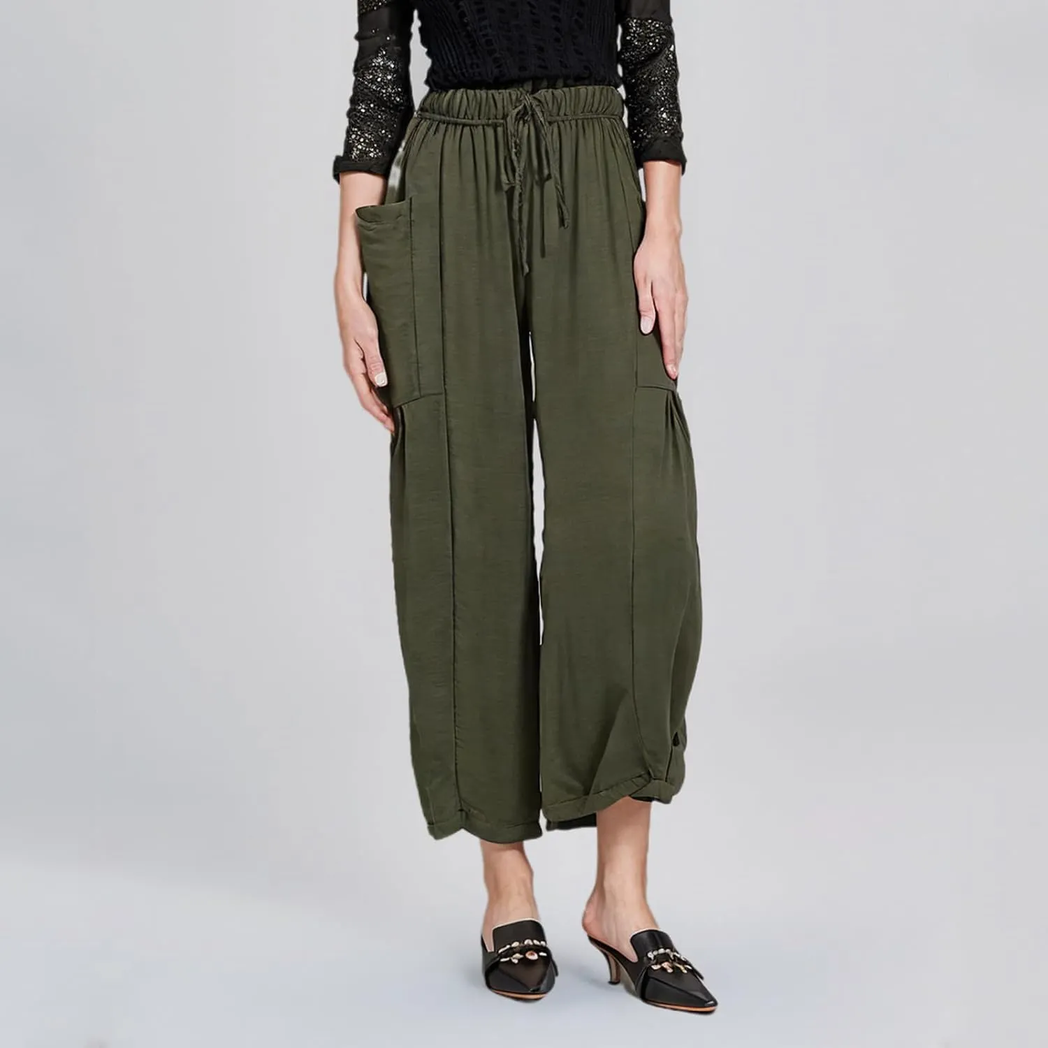YRAETENM Women Linen Baggy Harem Pants Summer Drawstring High Waist Wide Leg Pants Loose Flowy Casual Palazzo Lounge Trousers