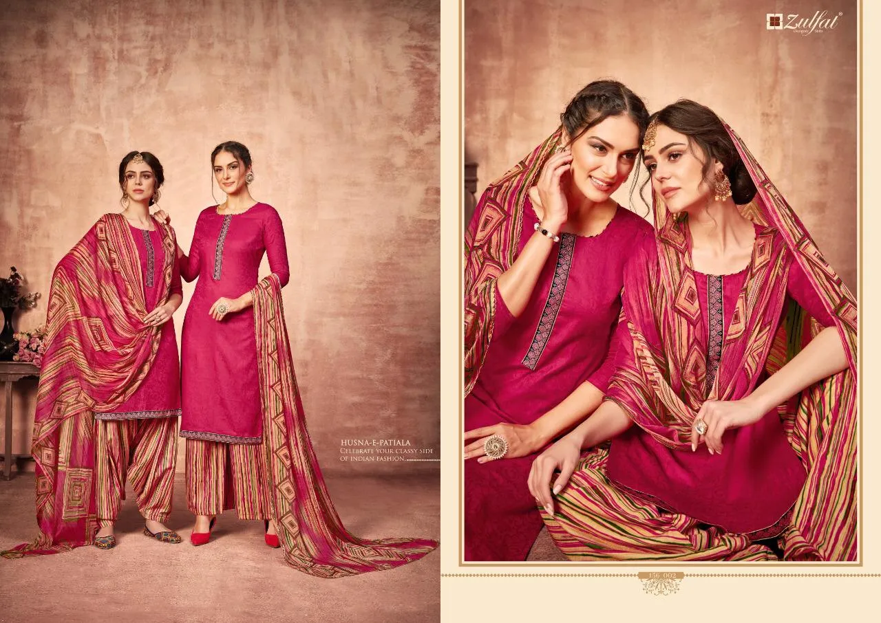 ZULFAT DESIGNER HUSNAEPATIALA HEAVY JAM COTTON KASHMIRI STYLE DRESS MATERIAL