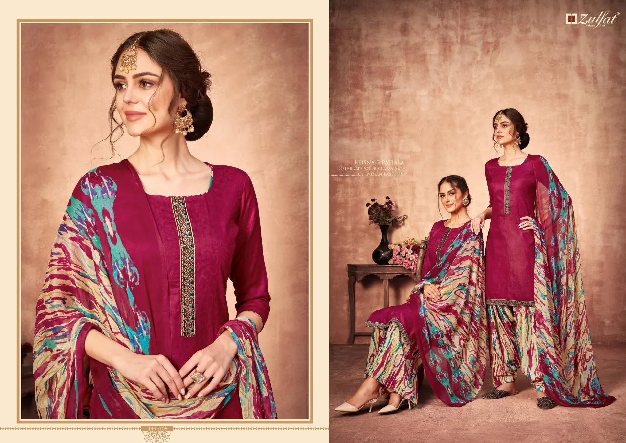 ZULFAT DESIGNER HUSNAEPATIALA HEAVY JAM COTTON KASHMIRI STYLE DRESS MATERIAL