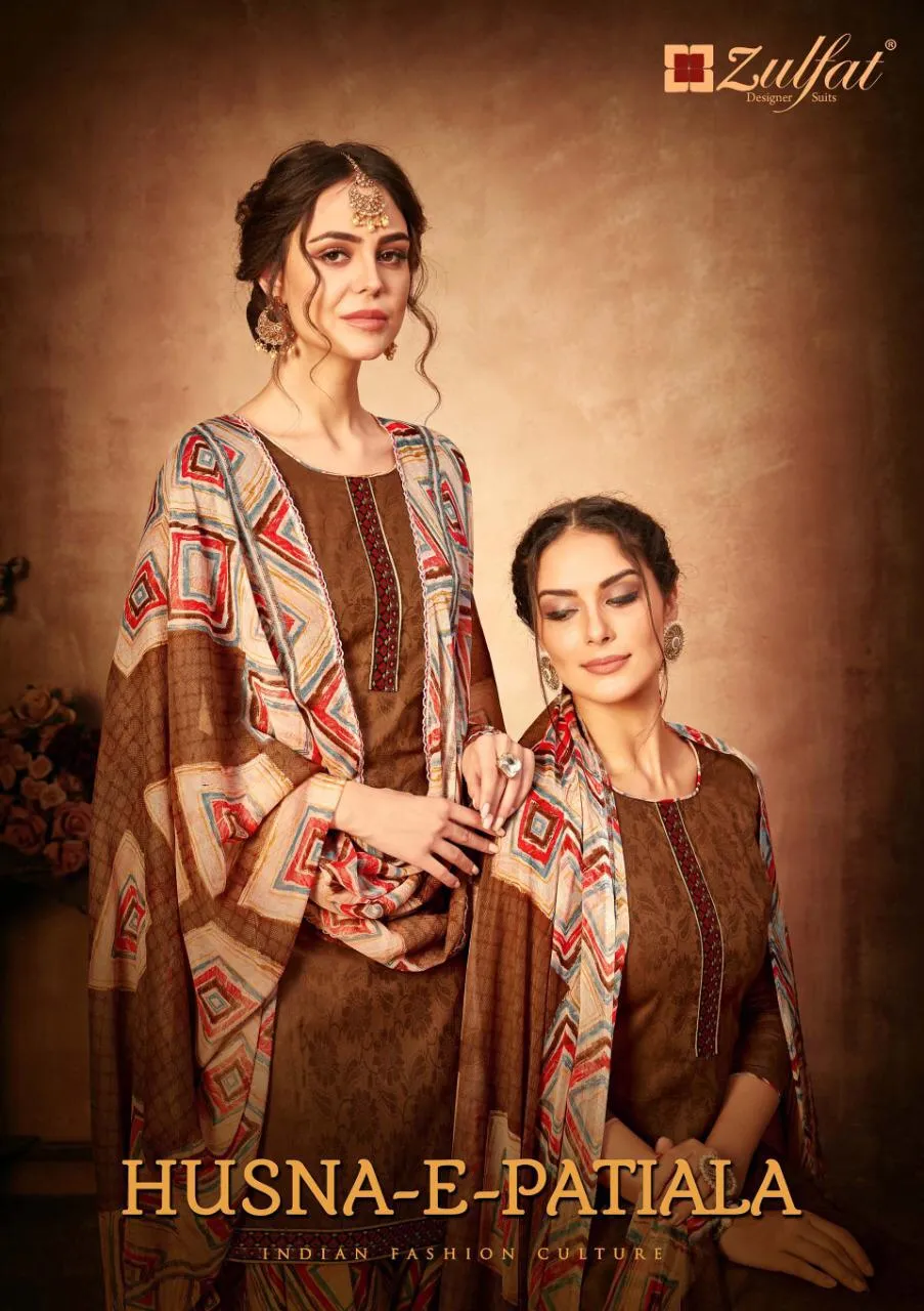 ZULFAT DESIGNER HUSNAEPATIALA HEAVY JAM COTTON KASHMIRI STYLE DRESS MATERIAL
