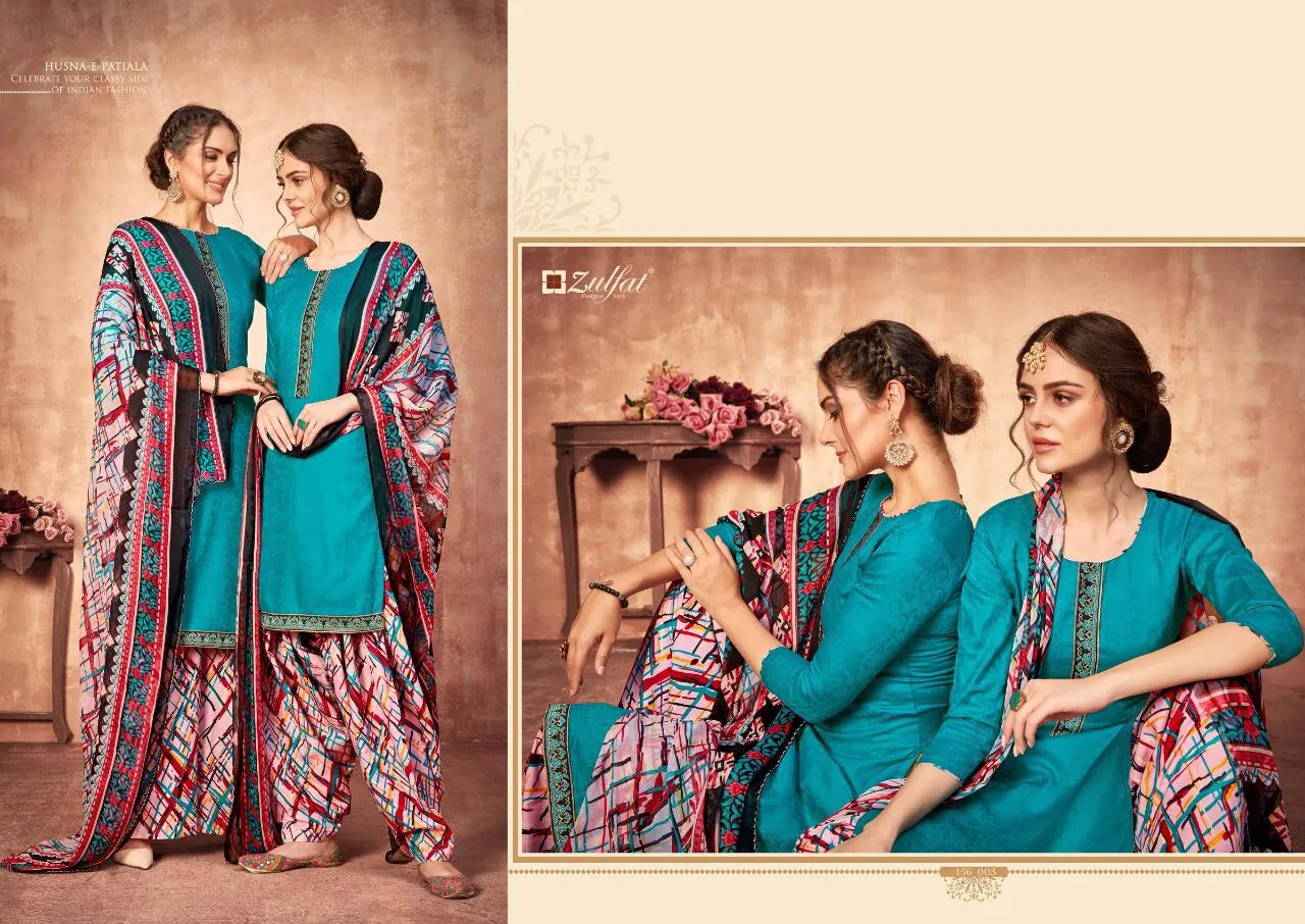 ZULFAT DESIGNER HUSNAEPATIALA HEAVY JAM COTTON KASHMIRI STYLE DRESS MATERIAL