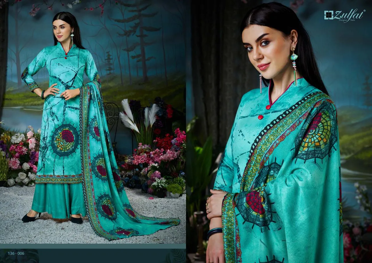 Zulfat Designer Suits Presents Winter Fantasy Pashmina Printed Fancy Designer Salwar Kameez