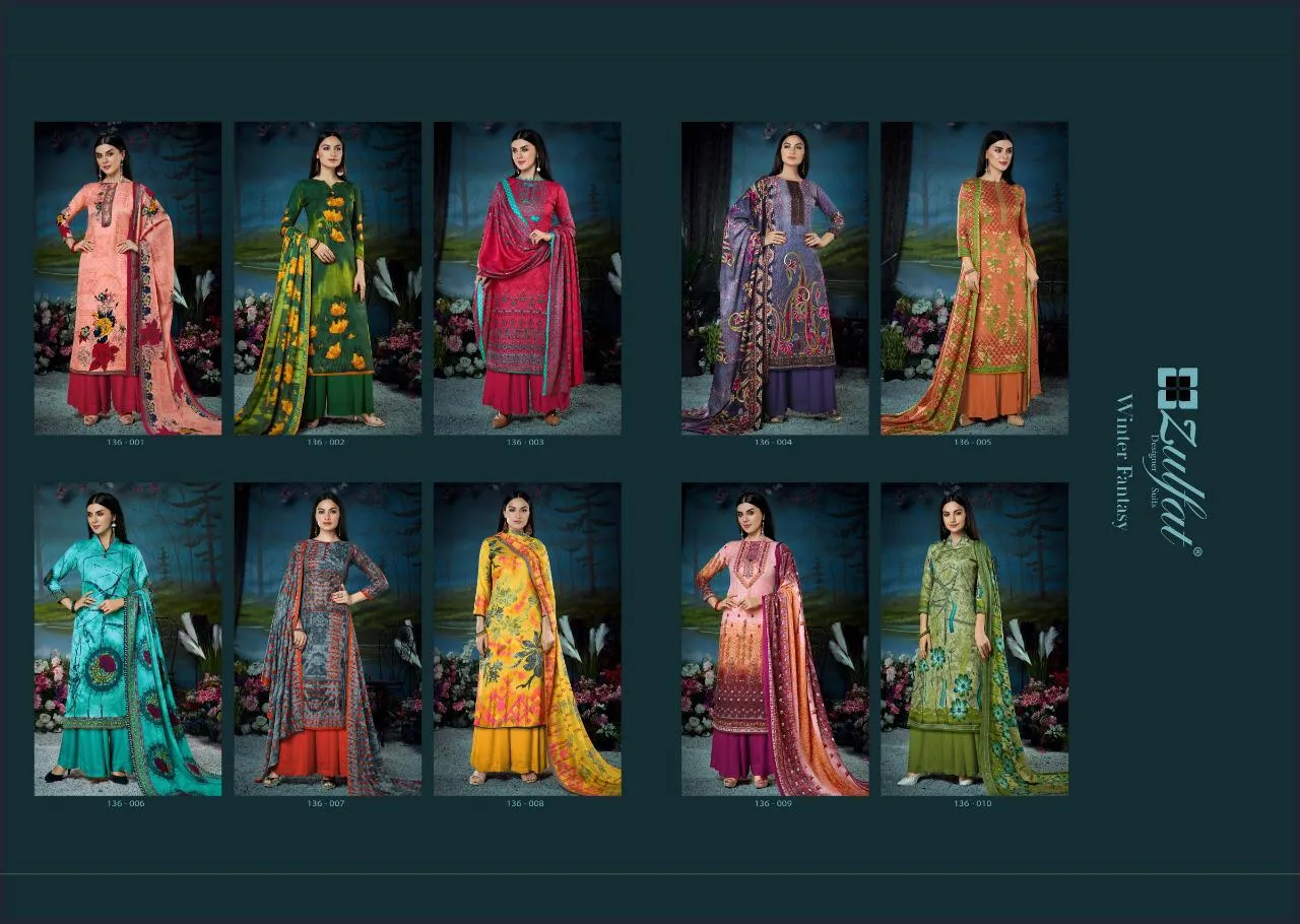 Zulfat Designer Suits Presents Winter Fantasy Pashmina Printed Fancy Designer Salwar Kameez